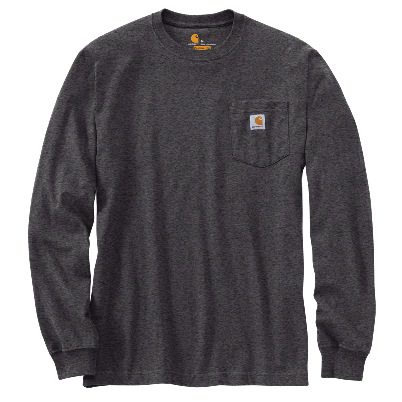 Carhartt K126CRH M LseFit HW LS Pkt TShrt CARBON HEATHER