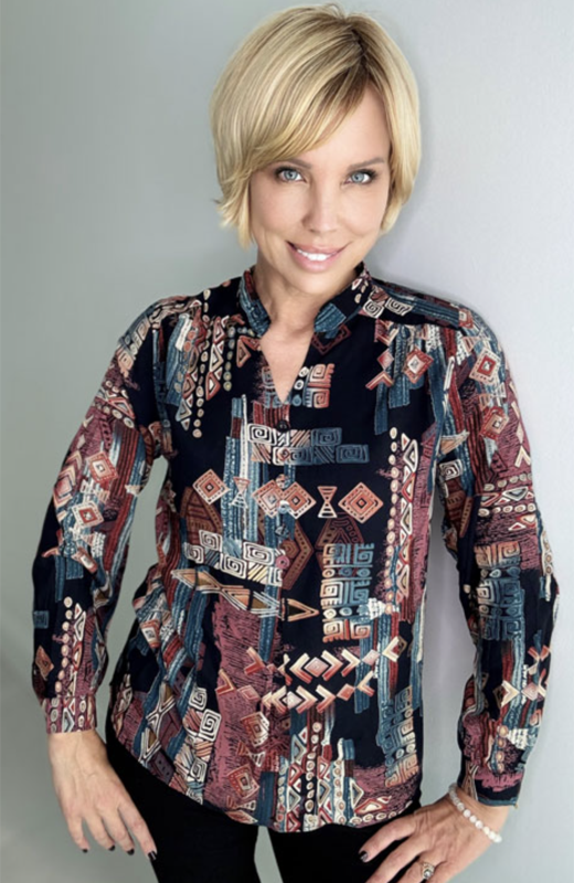 Ethyl JY239927 L/S Printed Blouse