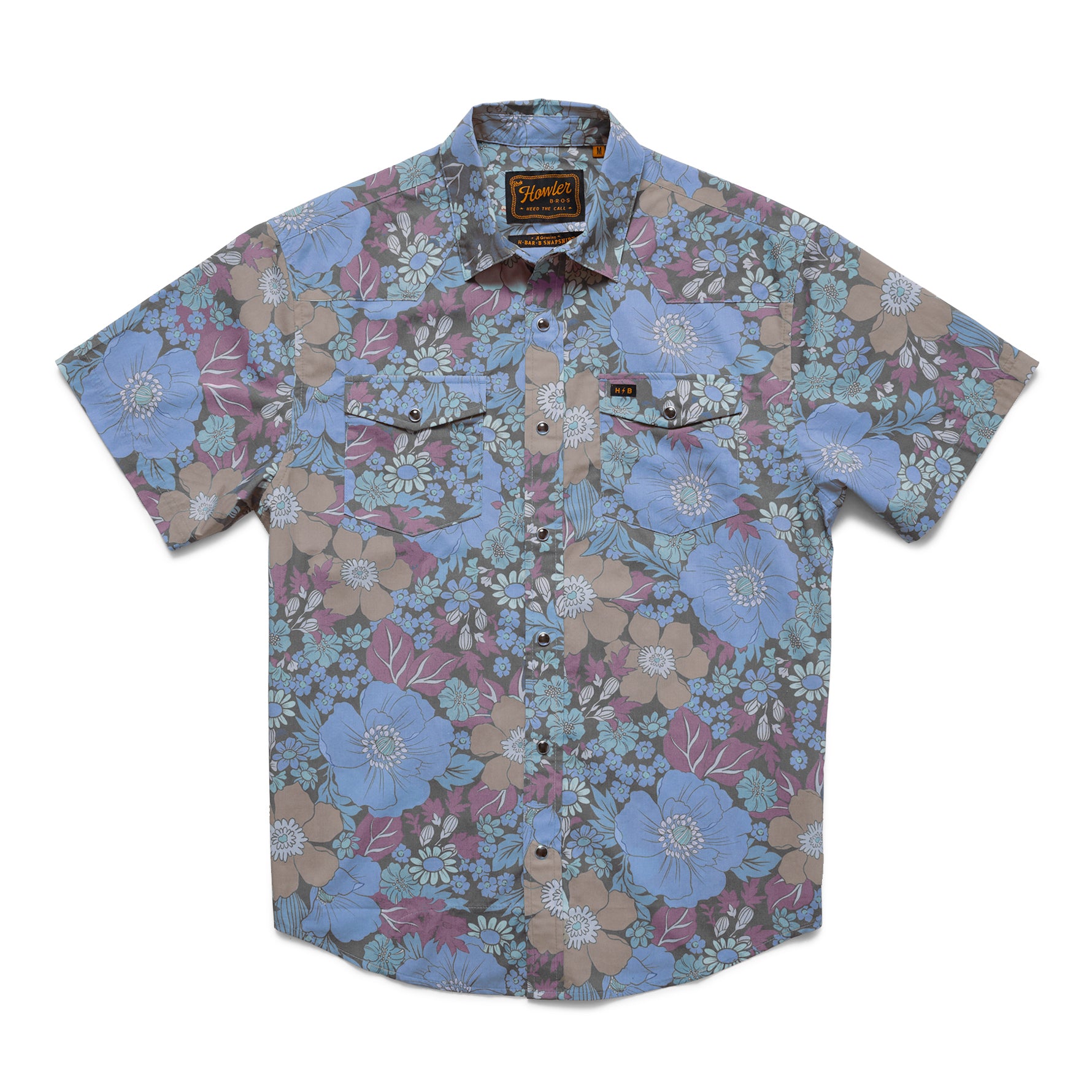 Howler Bros 122225S-BLU H Bar B Snapshirt - Flower Power : Blues