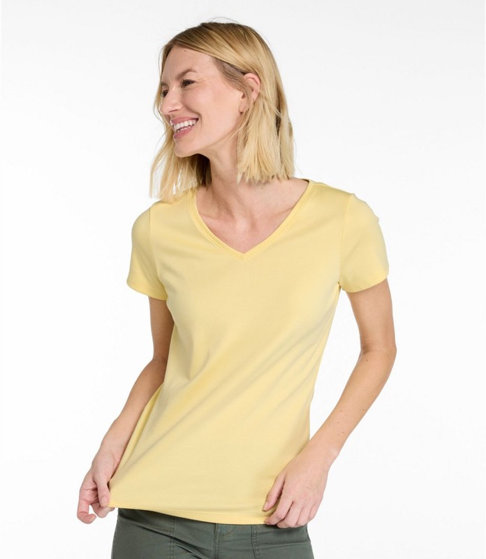 LLBean - Pima Tops Shaped V-Neck Short Sleeve Tee Women's Regular - 501229