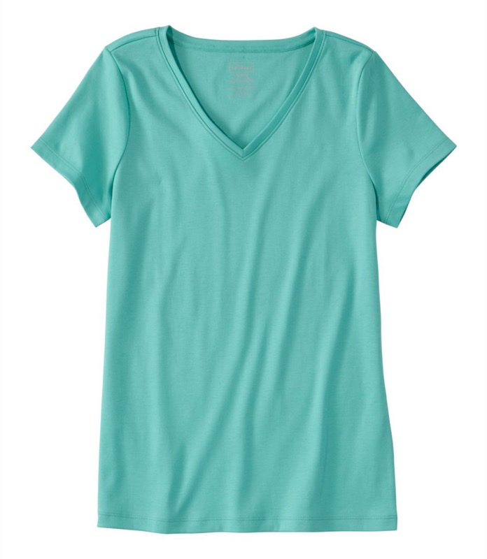 LLBean - Pima Tops Shaped V-Neck Short Sleeve Tee Women's Regular - 501229