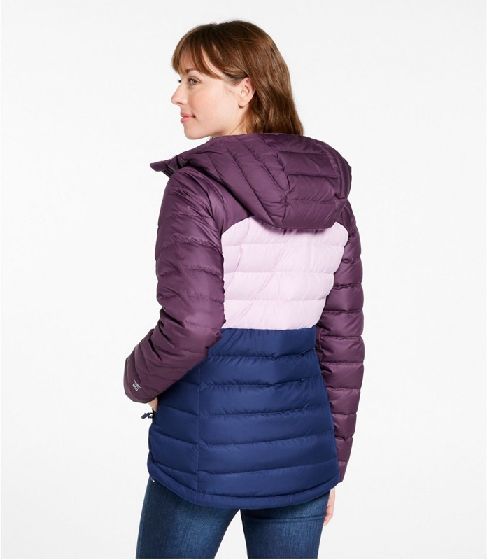 LL Bean 515706 Bean's Wmns Down Hooded Jckt Colorblock