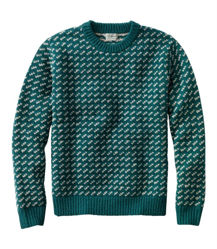 LL Bean 517593 Mens Bean's Classic Raggwool Crew Sweater Birdseye