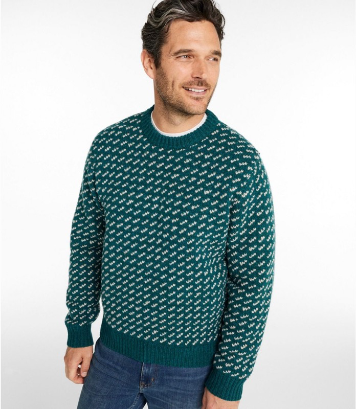 LL Bean 517593 Mens Bean's Classic Raggwool Crew Sweater Birdseye