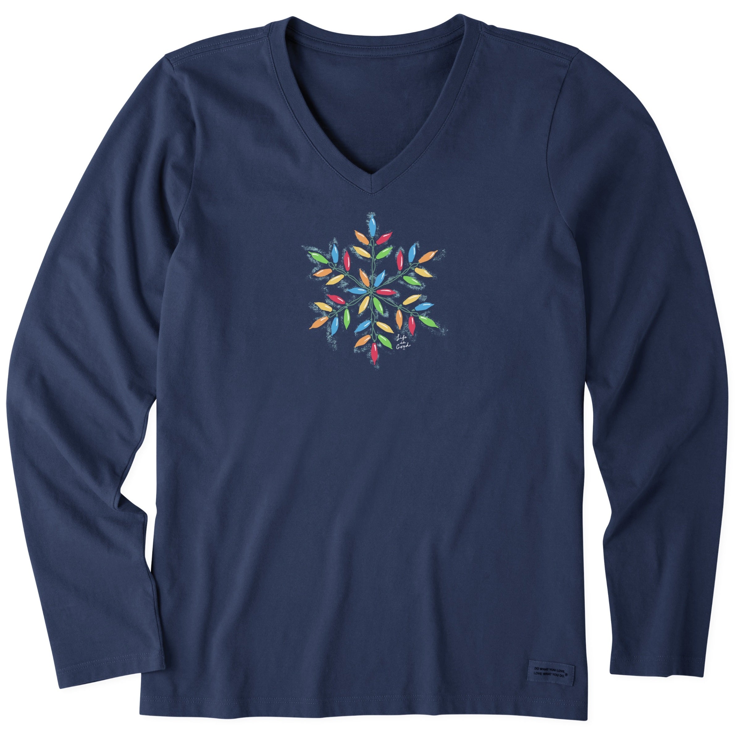 Life is Good 152864 Wmns Snowflake Holiday Lights - Darkest Blue