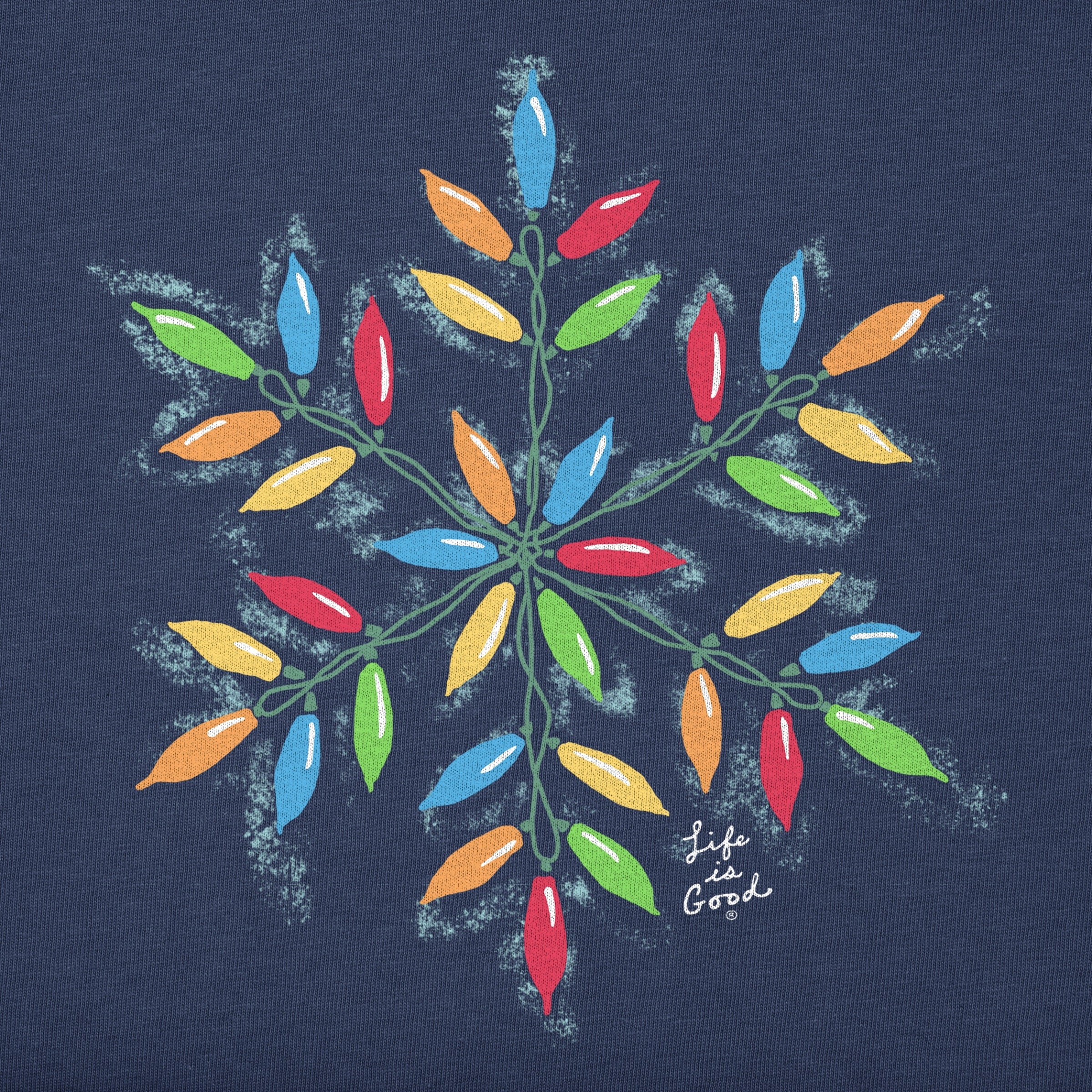 Life is Good 152864 Wmns Snowflake Holiday Lights - Darkest Blue