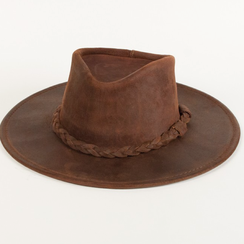 Minnetonka Leather Braided Outback Hat Minnetonka Genuine Leather Cowboy Outback Hat Brown Braided  main image 2