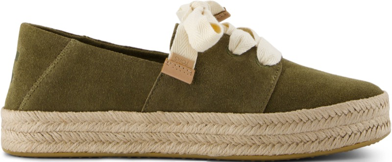 TOMS 10022634 Carolina Lace Up Military Olive Suede
