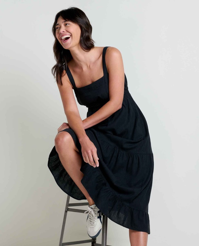Toad & Co T1782507 Ws Taj Hemp Tiered Midi SL Dress