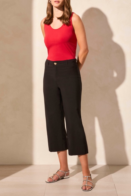 Tribal 1774O-3875 Flowy High Rise Twill Capri Pant