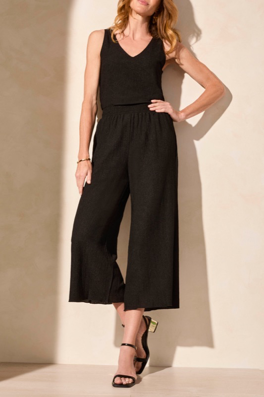 Tribal 5832O-5249 Flowy Pull On Wide Crop Pant