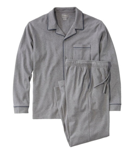 Bean's Cotton Knit Button Front Pajamas Men's Regular