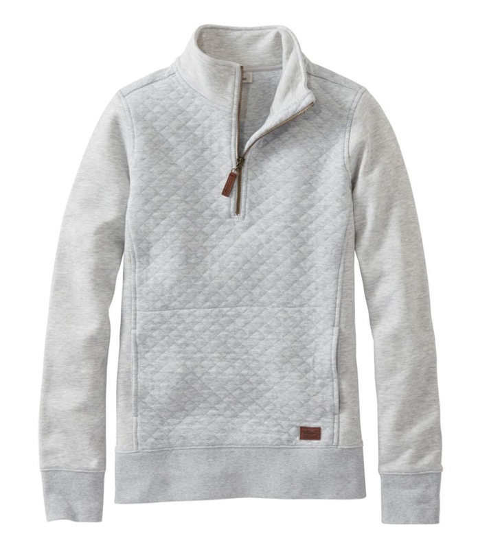 LL Bean 502745 Wmns Quilted Sweatshirt 1/4 zip