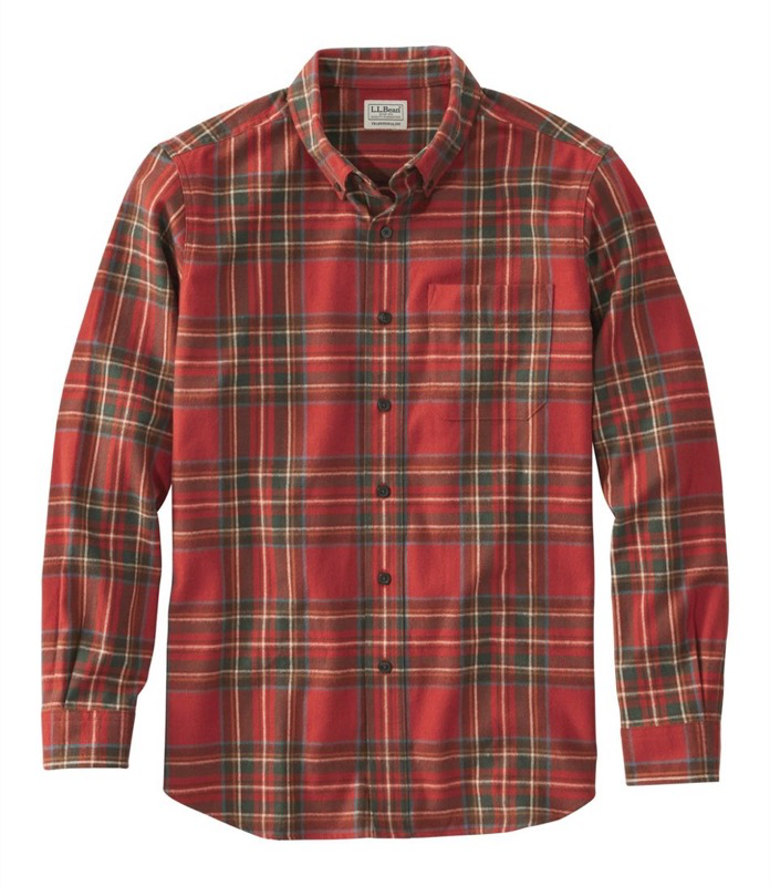 LL Bean Mens LS Tall Scotch Plaid Flannel Shirt - 298168