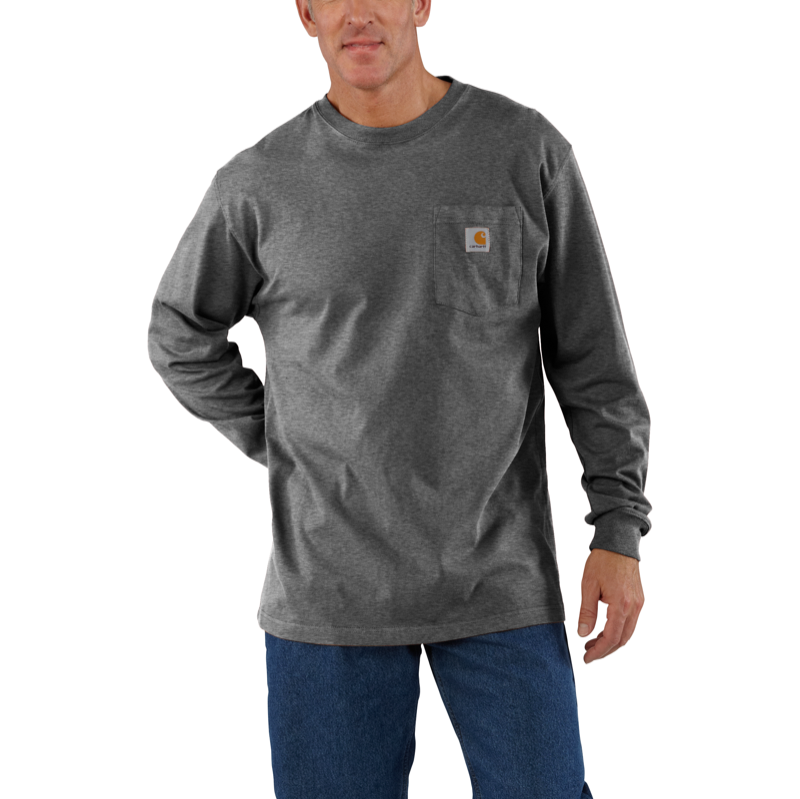 Carhartt K126CRH M LseFit HW LS Pkt TShrt CARBON HEATHER
