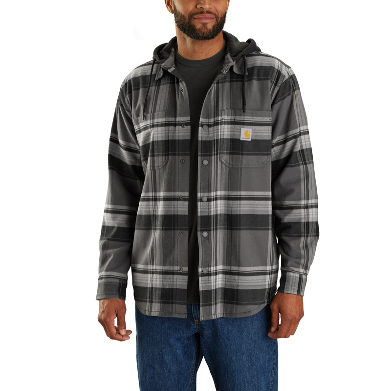 Carhartt 105938 Men's Rugged Flex Flannel Fleece lined Hooded Shirt Jac|