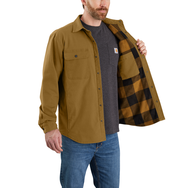 Carhartt 105419 Mens' Rugged Flex Relaxed Fit Canvas Fleece Lined Shirt Jac