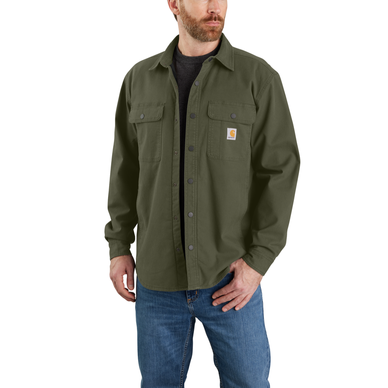 Carhartt 105419 Mens' Rugged Flex Relaxed Fit Canvas Fleece Lined Shirt Jac