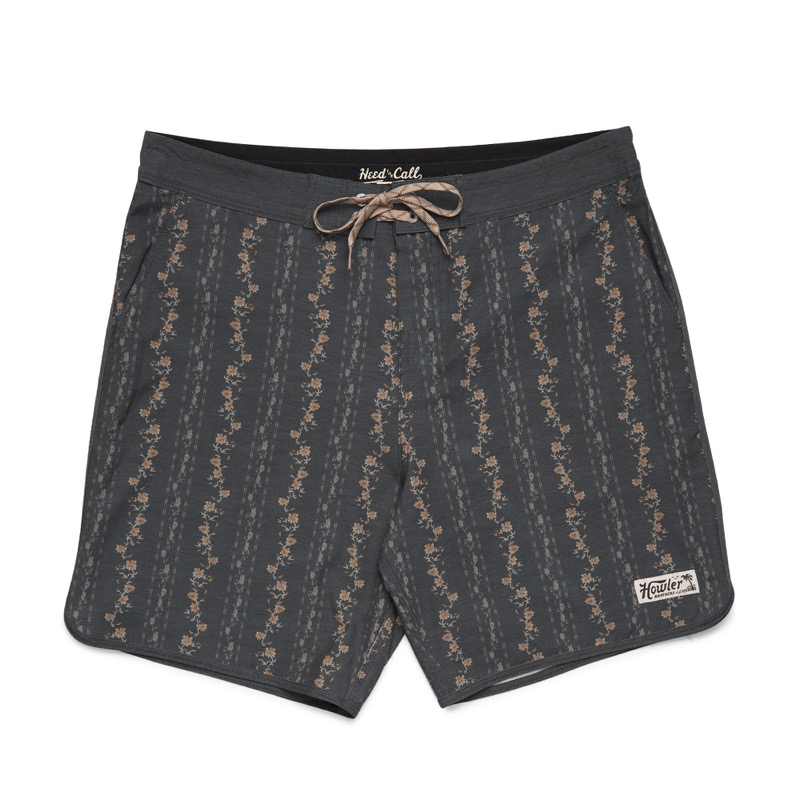 Howler Bros. Bruja Boardshorts - Hibiscus Ribbons : Antique Black