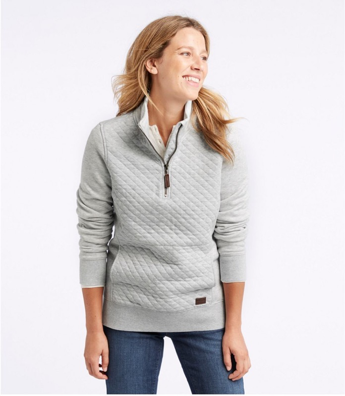 LL Bean 502745 Wmns Quilted Sweatshirt 1/4 zip