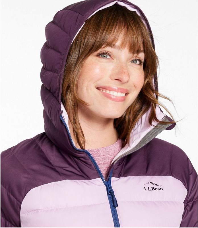 LL Bean 515706 Bean's Wmns Down Hooded Jckt Colorblock
