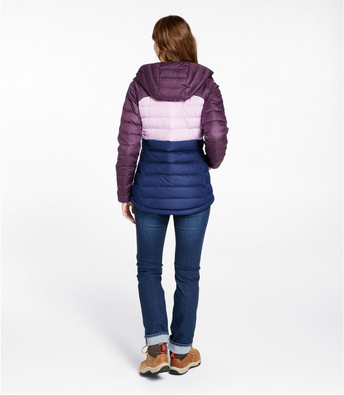 LL Bean 515706 Bean's Wmns Down Hooded Jckt Colorblock