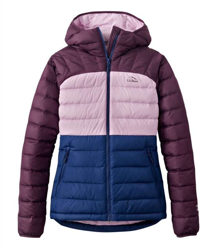 LL Bean 515706 Bean's Wmns Down Hooded Jckt Colorblock