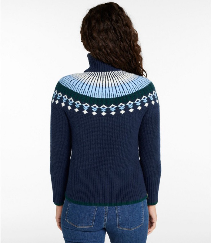 LL Bean 525026 Wmns Supersoft Waffle Turtleneck FairIsle Sweater