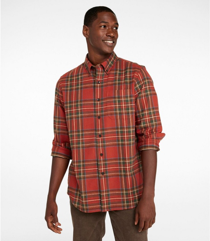 LL Bean Mens LS Scotch Plaid Flannel Shirt - 228061