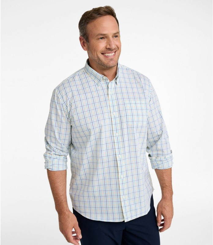 LL Bean Ms Comfort Str Perf Shirt LS Plaid - 521696