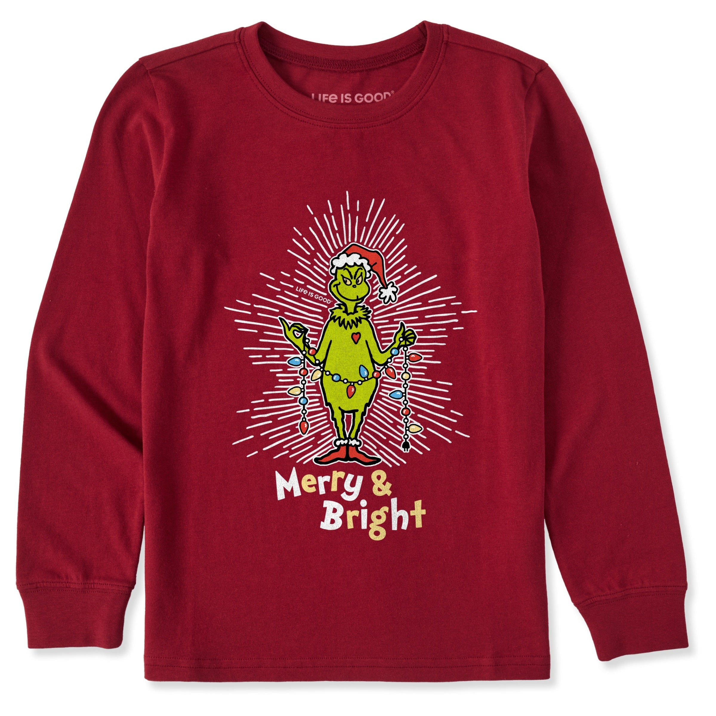 Life is Good 161611 Grinch Merry & Bright - Adirondack Red