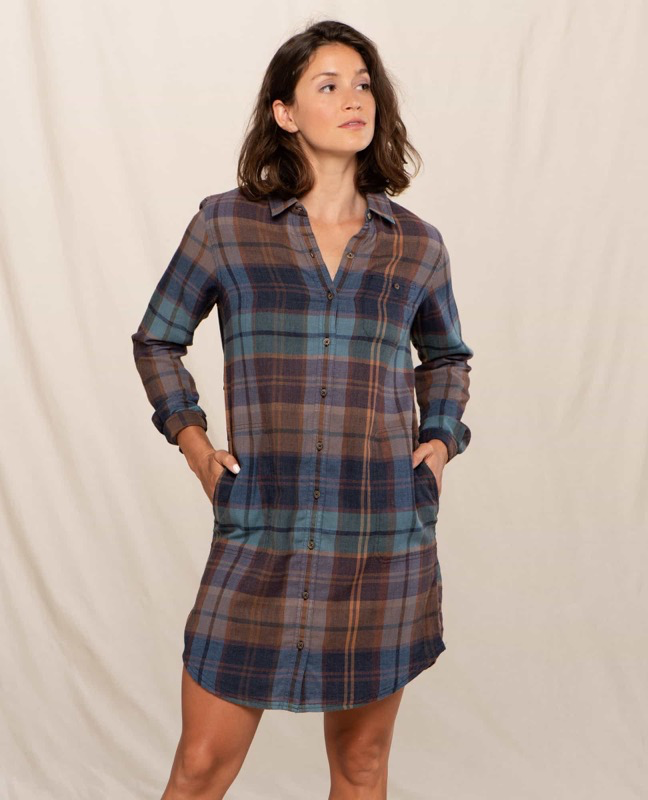 womens flannel shirt dress Toad&Co Re-Form Flannel Shirt Dress