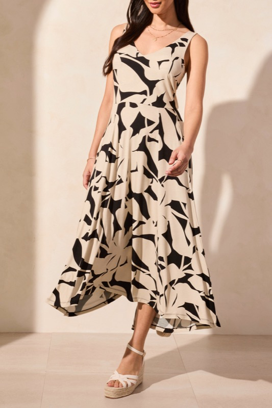 Tribal 1677O-3457 Printed Sleeveless High Low Dress