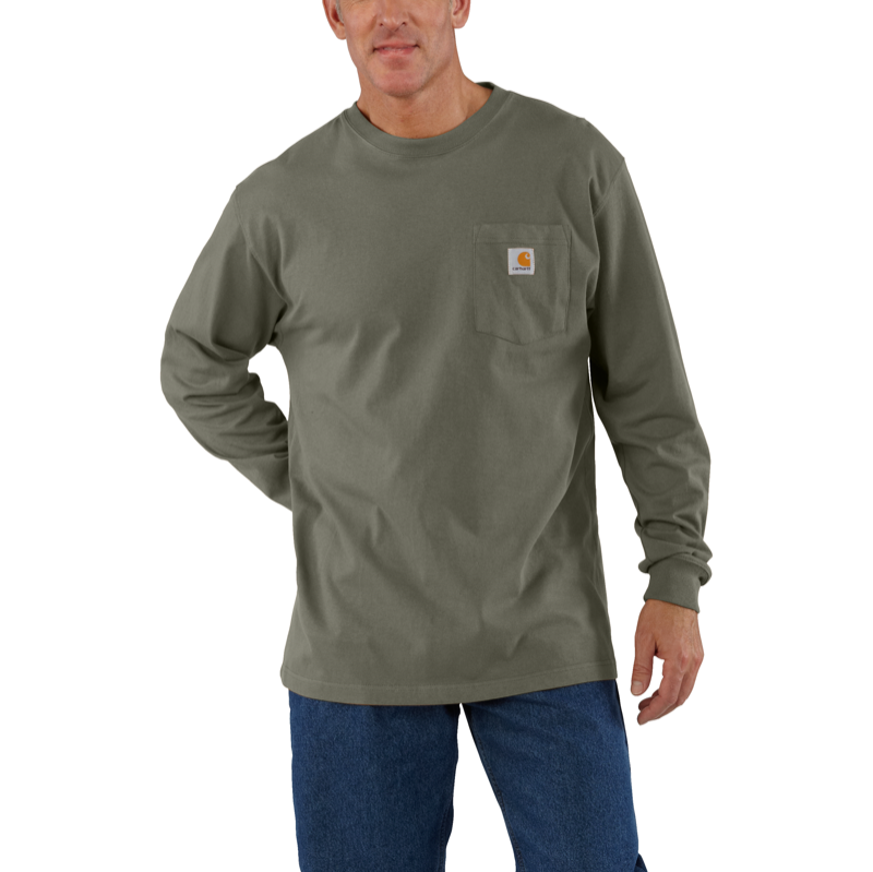 Carhartt K126DOV M LseFit HW LS Pkt TShrt - Dusty Olive