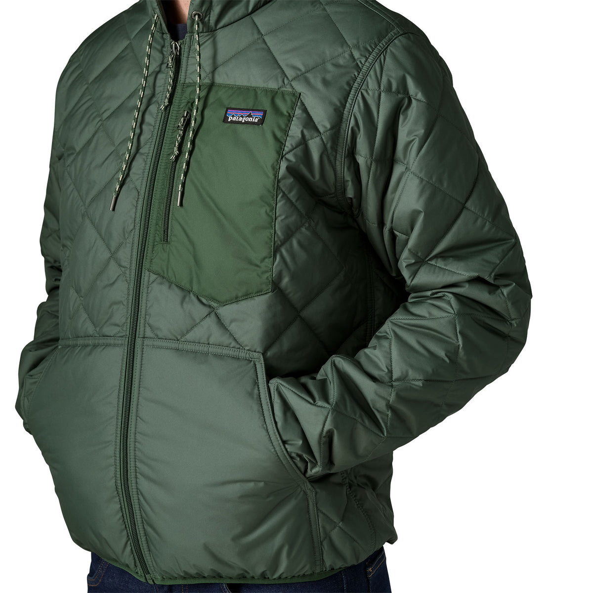 M's Diamond Quilted Bomber Hoody - 27611 - Canopy Green