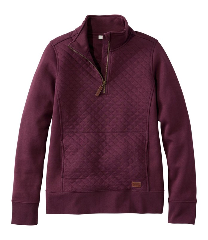 LL Bean 502745 Wmns Quilted Sweatshirt 1/4 zip