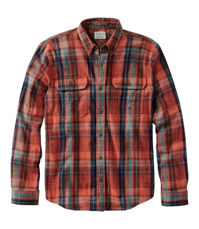 llbean dress shirts L.L. Bean 1912 Field Flannel Shirt Slightly Fitted Plaid Men's Regular Currant / M