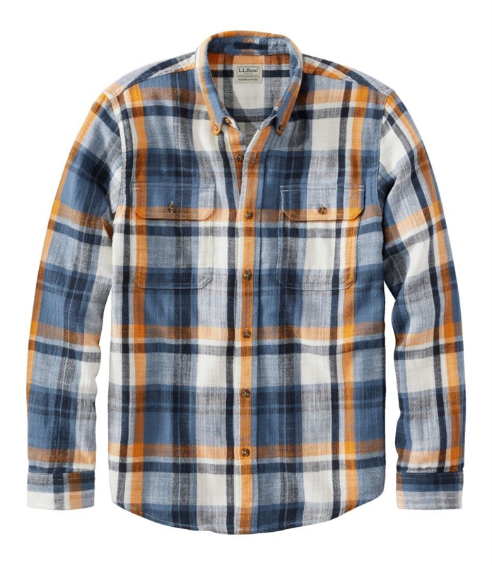 L.L.Bean 1912 Field Flannel Shirt Slightly Fitted Plaid Men's Regular Vintage Indigo / XL