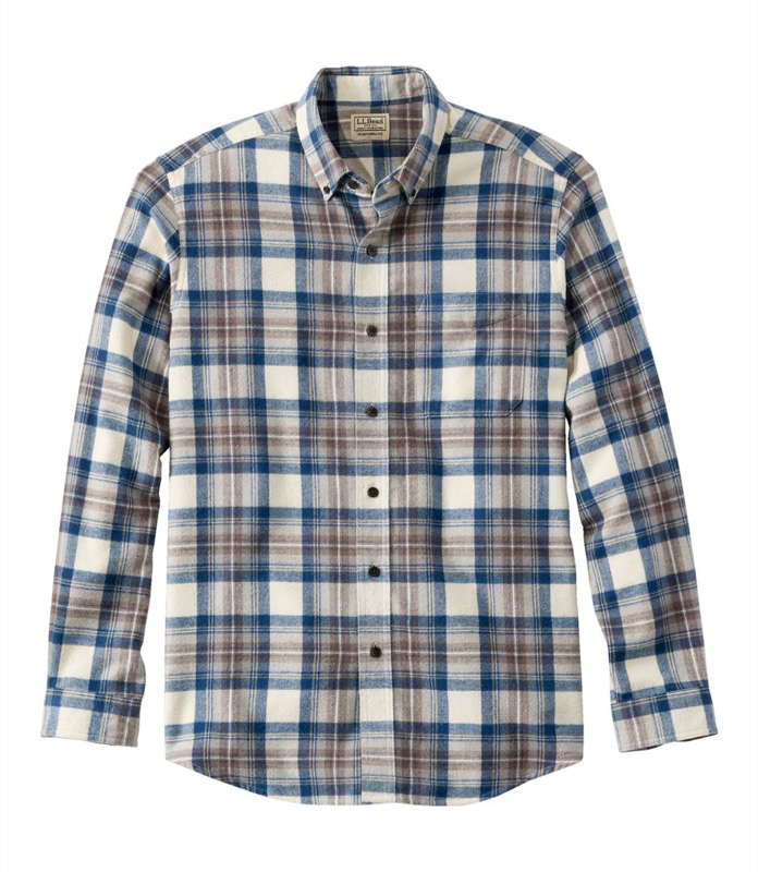 Men's Scotch Plaid Flannel Shirt, Slightly Fitted Grey Stewart Large