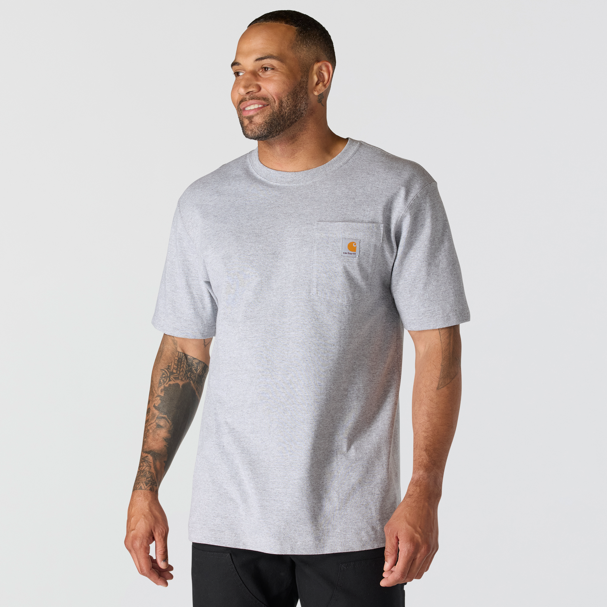 Carhartt K87HGY Iconic Pocket Tee - Heather Grey