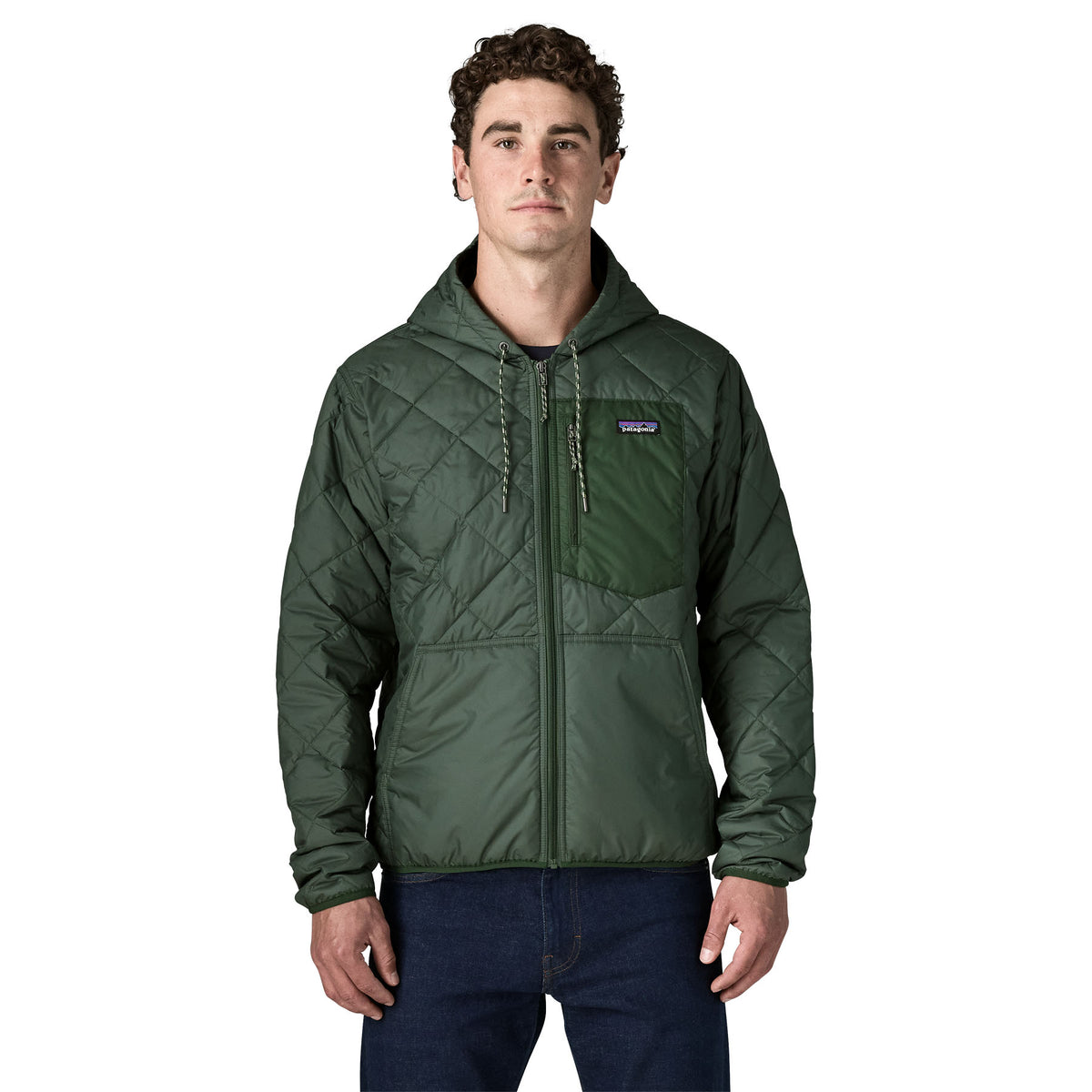 M's Diamond Quilted Bomber Hoody - 27611 - Canopy Green