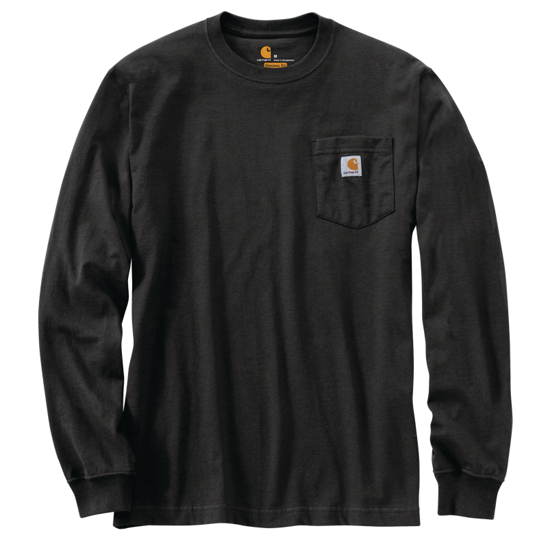 Carhartt K126BLK M LseFit HW LS Pkt TShrt - Black