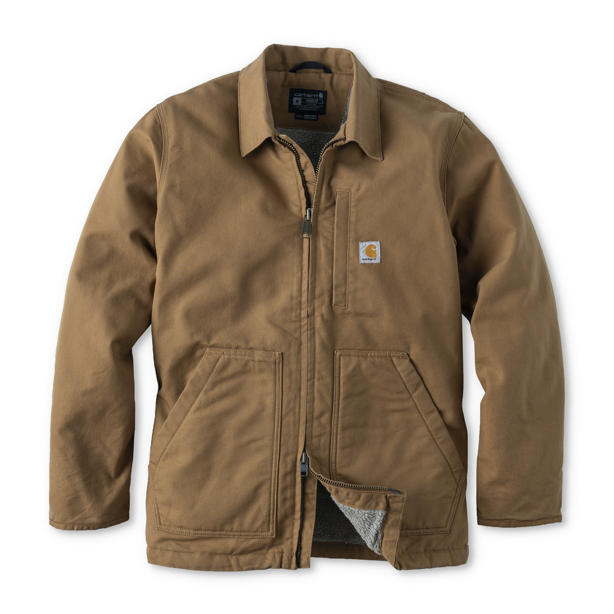 Carhartt 104293 Mens Loose Fit Washed Duck Sherpa-Lined Coat